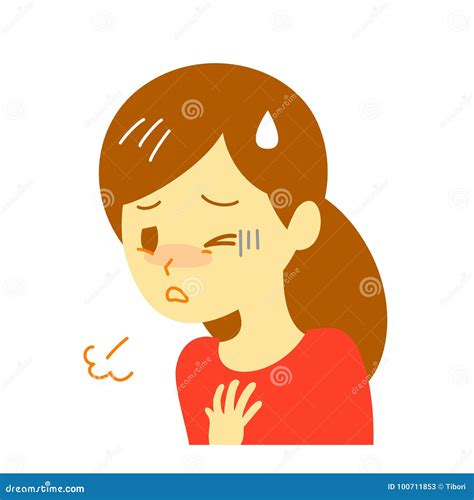 Shortness of breath, woman stock illustration. Illustration of reaction ...