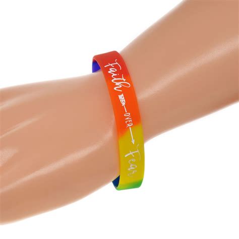 2020 Rainbow Colour Wristband Ink Filled Logo Decoration Bangle Faith ...