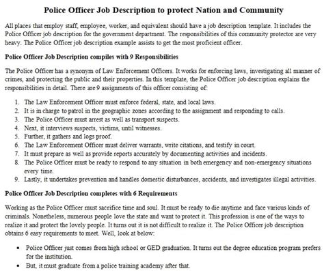 Police Officer Job Description to protect Nation and Community | room ...