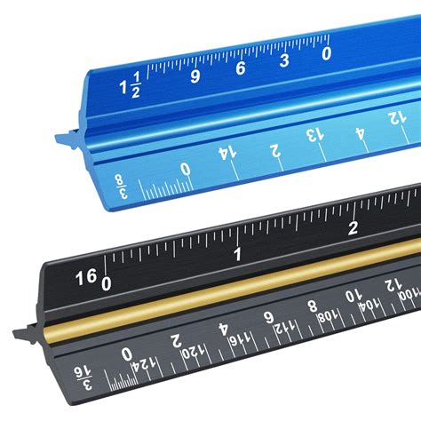 Buy Architectural Scale Ruler, Two 12" Laser-Etched Aluminum Architect Triangular Scale Ruler ...