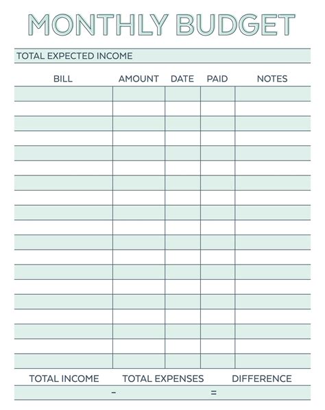 Free Monthly Budget Template Excel