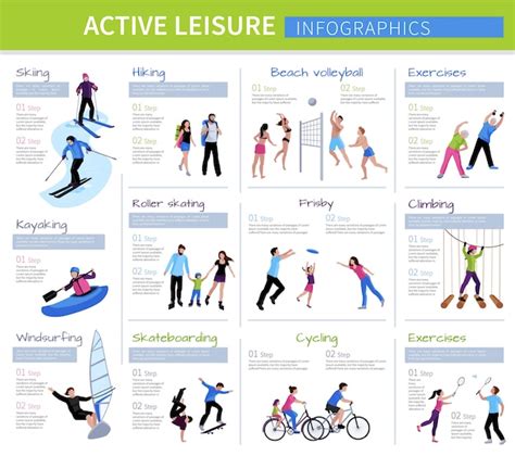 Free Vector | Active leisure people infographics with different games ...