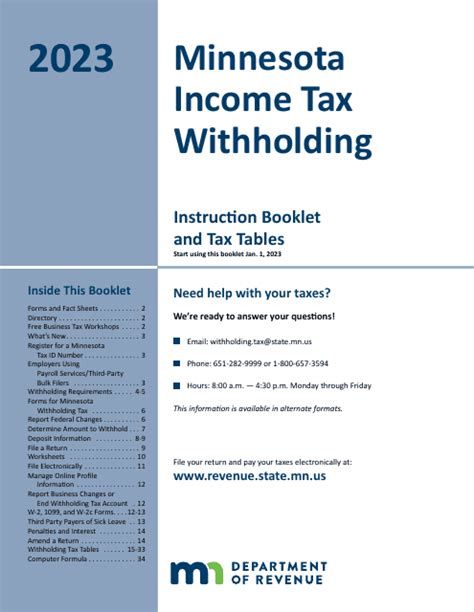 2023 Minnesota Minnesota Income Tax Withholding Instruction Booklet ...