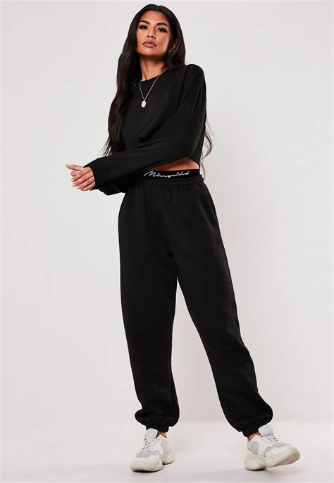 Missguided - Black Missguided Taped Joggers in 2021 | Black joggers ...