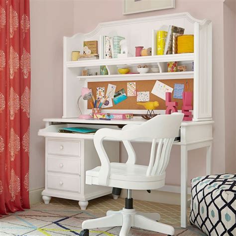 Black And White Student Desk W/ Hutch (White) SmartStuff Furniture | Furniture Cart