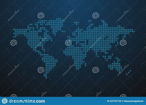 Abstract Dotted World Map stock vector. Illustration of internet - 237767735