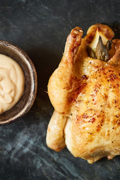 Poussin with chicken fat mayonnaise recipe - Great British Chefs