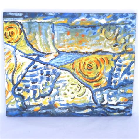 Blue /yellow ABSTRACT PAINTING on CANVAS - Etsy