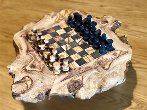 Unique Chess Set Rustic Chess Set Board Olive Wood | Etsy | Chess set unique, Wood personalized ...