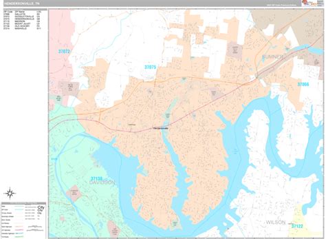 Hendersonville Tennessee Wall Map (Premium Style) by MarketMAPS - MapSales