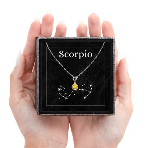 Scorpio Zodiac Sign Birthstone Necklace Yellow Topaz Birthday Gift for ...