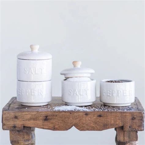 Stoneware Stackable Salt & Pepper Pots w/ Lid – E.T. Tobey Company