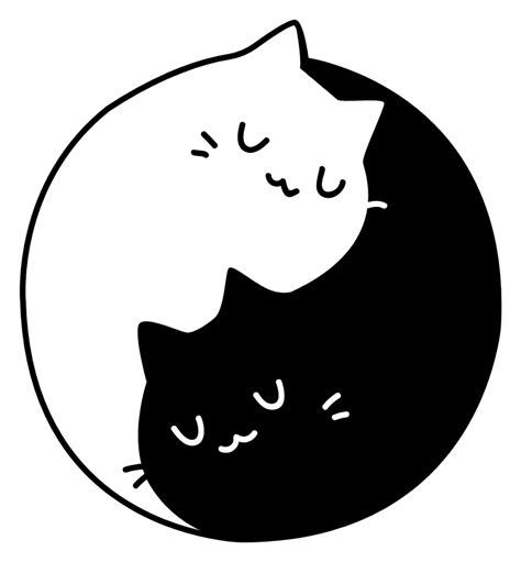 Day and night, light and dark, hard and soft, purr and hiss - Yin and Yang cats sticker.. # ...