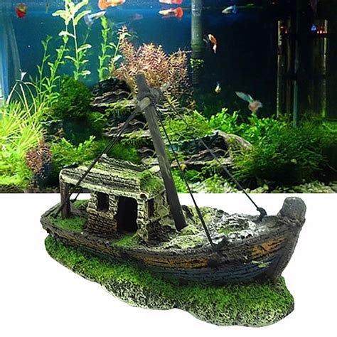 2019 Hot Aquarium Fish Tank Landscape Pirate Ship Wreck Ship Decor ...