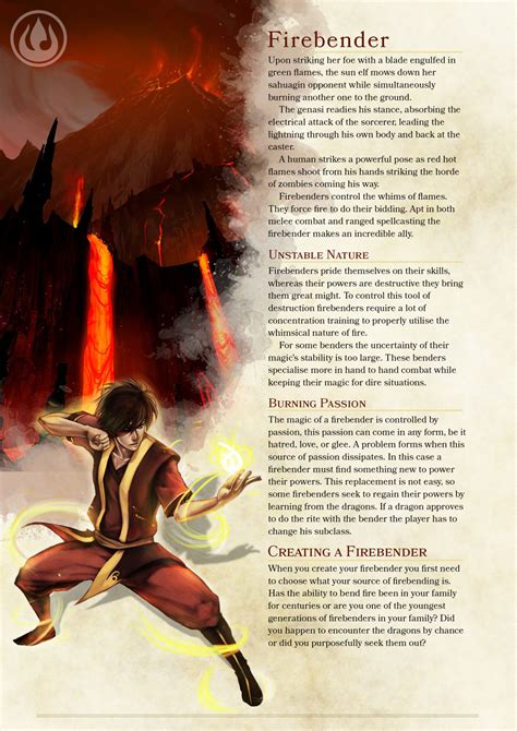 DnD 5e Homebrew — Avatar’s Firbender Class by Zuroyuso