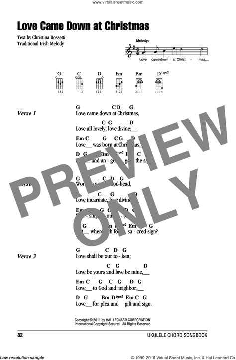 Love Came Down At Christmas sheet music for ukulele (chords)