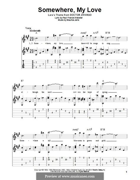 Somewhere My Love (Lara's Theme) by M. Jarre - sheet music on MusicaNeo