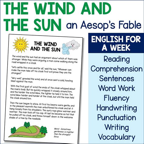 The Wind and the Sun Aesop's Fables Writing Worksheets - Etsy