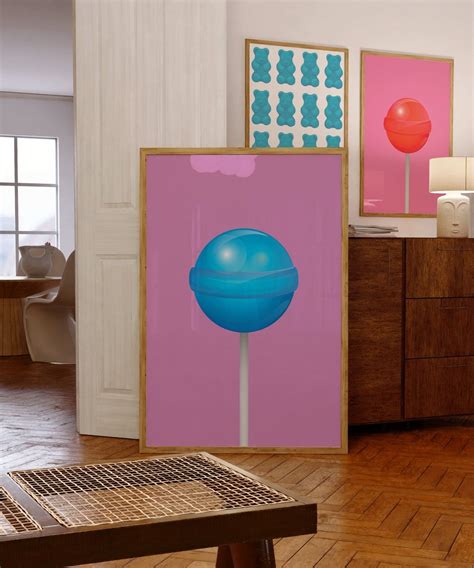 Purple Lollipop Printcandy Themed Decorcolorful Kitchen Wall Artlollipop Postertrendy Wall ...