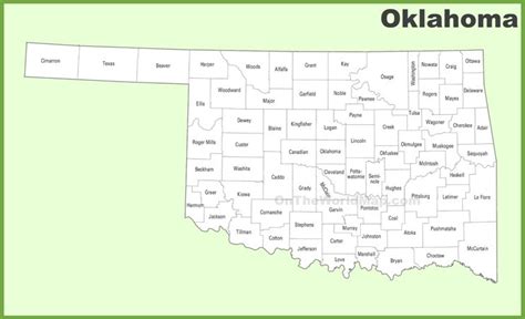 Oklahoma county map - Ontheworldmap.com