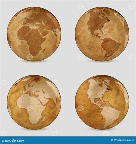 Old Earth World Map - 3d Set Stock Illustration - Illustration of distance, paper: 75186445