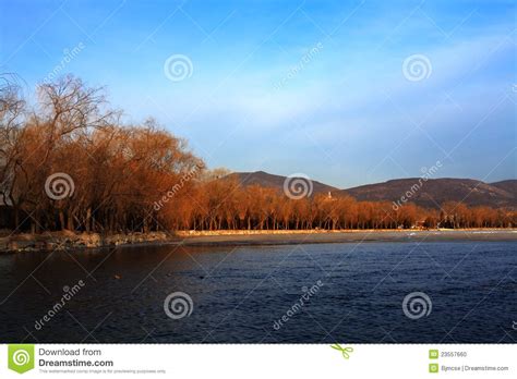 Summer Palace in Winter Morning Stock Photo - Image of incense ...