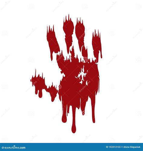 Bloody Hand Print Isolated White Background. Horror Scary Blood Dirty Handprint, Fingerprint ...