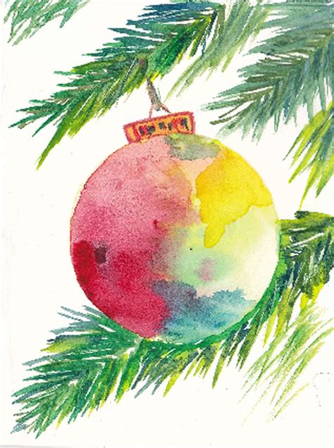 Christmas card - ornament | Christmas paintings, Christmas watercolor, Watercolor christmas cards