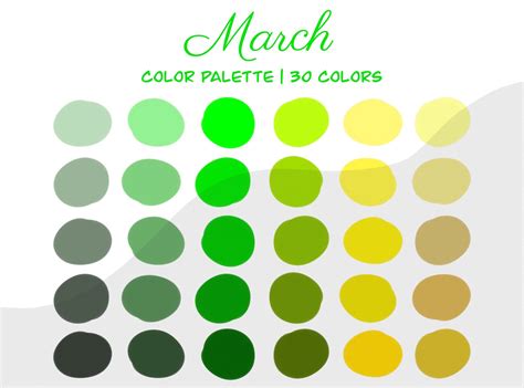 March Procreate Color Palette Green and Yellow St. Patrick's Day ...