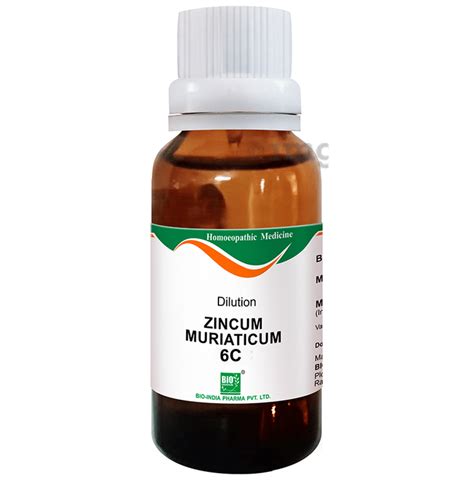 Bio India Zincum Muriaticum Dilution 6 CH: Buy bottle of 30.0 ml Dilution at best price in India ...