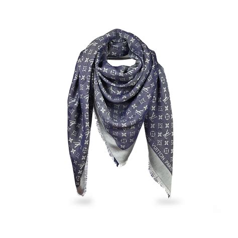 Louis Vuitton Classic Monogram Scarf Blue Silk ref.59393 - Joli Closet