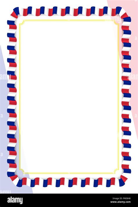 Frame and border of ribbon with France flag, template elements for your ...