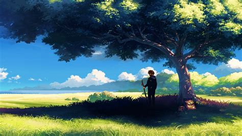 man standing under the tree digital wallpaper #nature #anime anime boys ...