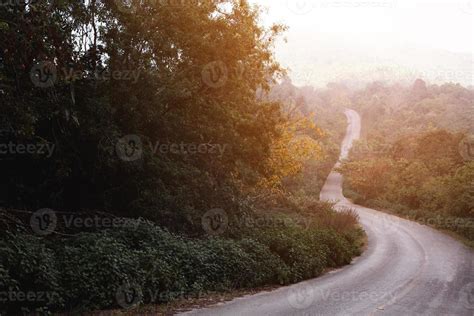 Beautiful curved road in the middle of the mountains in Chiang Mai in ...