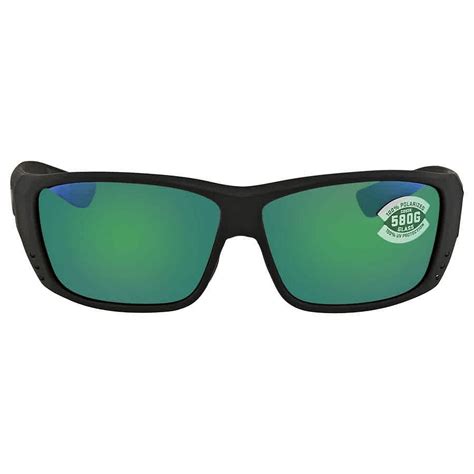 Costa Del Mar Men's Cat Cay Polarized Rectangular Sunglasses, Blackout/Copper Green Mirrored ...