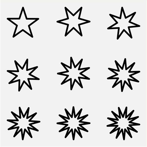 Black star line icon logo set vector design 5423146 Vector Art at Vecteezy