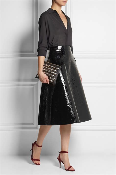 Rochas Patent-leather Skirt in Black | Lyst