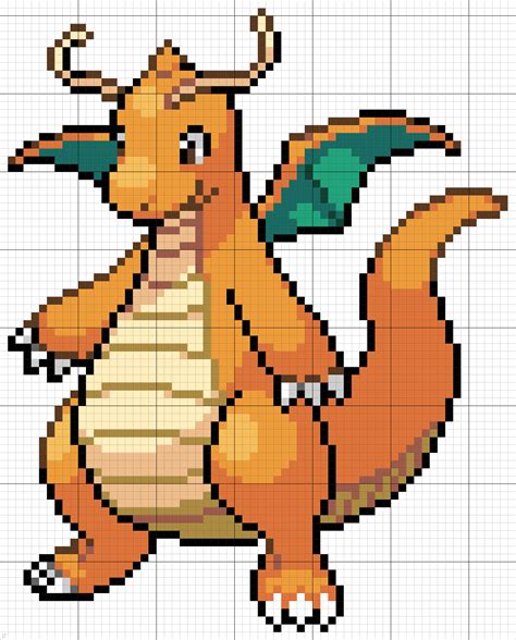 149 Dragonite Pixel Art Pokemon, Pokemon Bead, Pokemon Perler Beads, Pokemon Craft, Minecraft ...