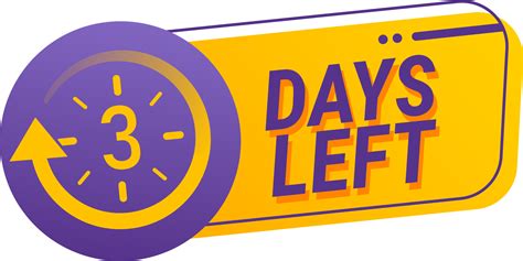 3 days left countdown png illustration template. Countdown days sign to event in yellow and ...