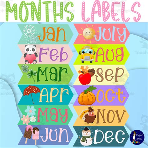 Months of the Year Printable Labels by Teach Simple