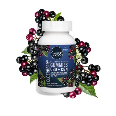 Wyld CBD, Elderberry Gummies, Broad Spectrum THC-Free, 40ct, 200mg CBN + 1000mg CBD - CBD.market