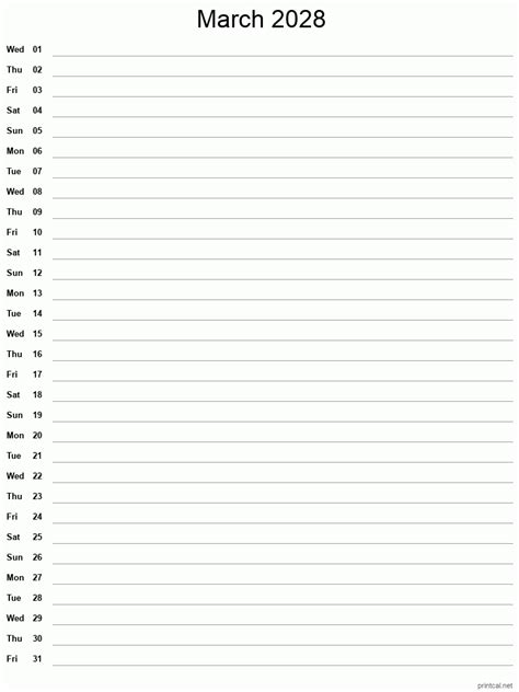 Printable March 2028 Calendar | Free Printable Calendars