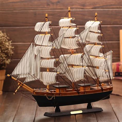 Home decoration accessories Wooden sailboat model Decoration Simulation craft boat office desk ...