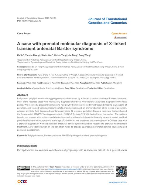 (PDF) A case with prenatal molecular diagnosis of X-linked transient ...