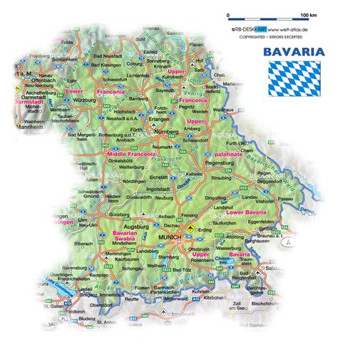 Map of Bavaria - I lived in Kitzingen (upper left) | Germany map ...