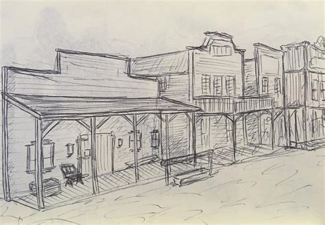 Western Town Drawing at PaintingValley.com | Explore collection of ...