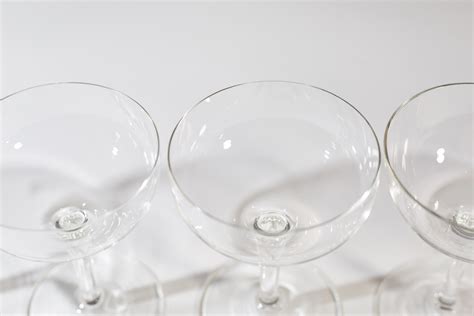 8 Champagne Coupe Crystal Glasses - 4.5oz Mid Century Modern Hollywood ...