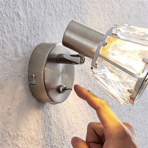 Lindby Kosta wall light with switch, nickel | Lights.co.uk