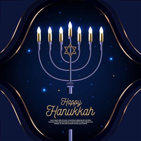 Free Vector | Blue and golden hanukkah