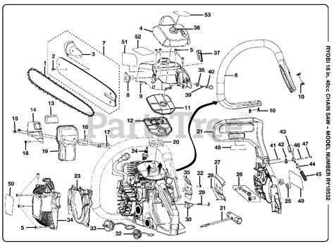 Ryobi RY 10532 - Ryobi 18" Chainsaw, 40cc General Assembly (Part 1) Parts Lookup with Diagrams ...